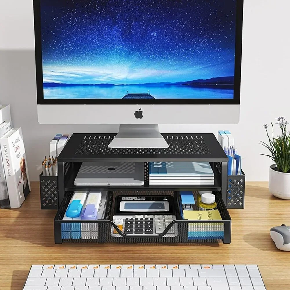 NEW 2 Tier Metal Monitor Stand Monitor riser and Computer Desk Organizer - Picture 1 of 9